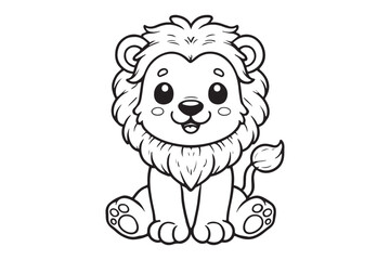 Kawaii lion illustration kids' coloring books