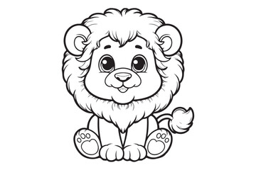 Kawaii lion illustration kids' coloring books