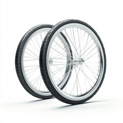 Fototapeta premium Bicycle wheels positioned in an artistic display showcasing their sleek design and structure
