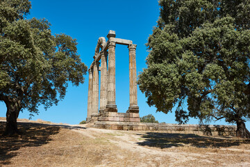 Ancient Roman temple ruins of Augustobriga. Caceres, Extremadura. Spain