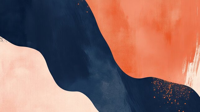 Abstract terracotta and navy blue background design featuring dynamic geometric shapes and textured patterns