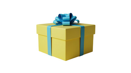Yellow Gift Box Isolated on a Transparent Background (PNG).