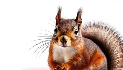 Fototapeta premium A cute squirrel on a white background, showcasing its playful and adorable nature