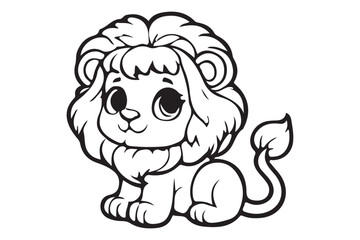 Kawaii lion illustration kids' coloring books