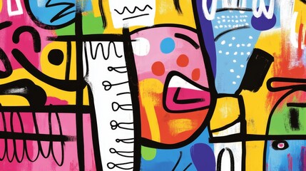 Obraz premium free shape colorful graffiti spray aerosol painting , funny sketch paint whimsical bizarre illustration artful design, unique colorful and grungy texture