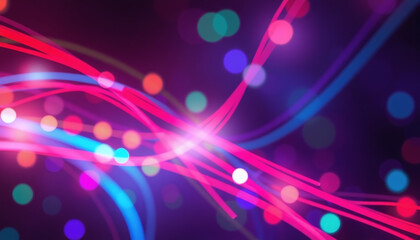 Obraz premium Abstract Color Spectrum of curves, lines and angles, diagonal stripes and concentric circles with bokeh effect