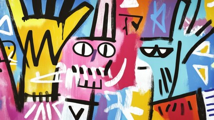 abstract colorful funny sketch paint whimsical bizarre illustration artful design, unique colorful and grungy texture