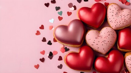 Fototapeta premium valentine's day heart donuts pink red - valentine's day themes