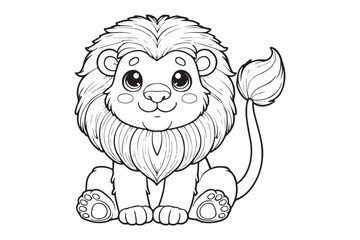 Kawaii lion illustration kids' coloring books