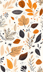 floral flower and leaf elements modern doodle illustrator seamless pattern for wallpaper or background