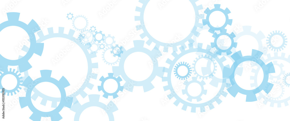 Fototapete Vector white gear wheel with electronic circuit board for mechanical engineering with dots and lines connection. Abstract technical background design.