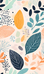 floral flower and leaf elements modern doodle illustrator seamless pattern for wallpaper or background