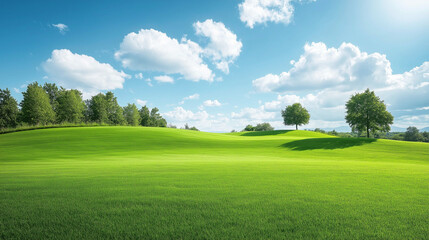 green field and blue sky
