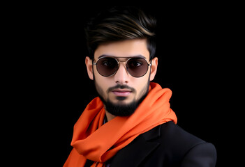 Obraz premium Young Caucasian man posing against background 