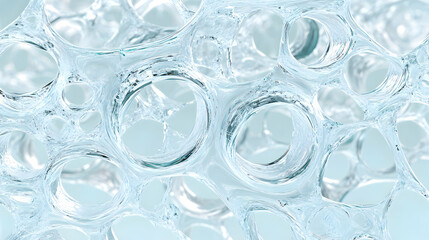 Abstract Water Network, Interconnected Circular Forms Flowing Seamlessly, Creating a Mesmerizing Aqua-Blue Texture.