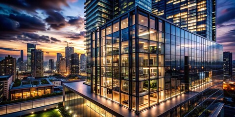 Fototapeta premium Luxurious Modern Architecture Night Photography: Real Estate Background