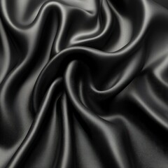 Obraz premium Close-up of luxurious black satin fabric with elegant drapes and smooth texture.