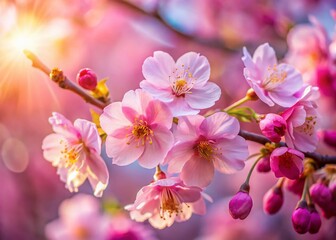 Obraz premium Macro Cherry Blossom, Delicate Pink Petals, Japanese Spring, Nature Close-up, Floral Art