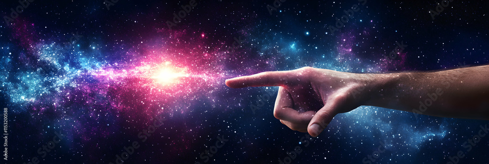 Canvas Prints cosmic hand reaches for nebula, exploring the infinite vastness of space with wonder and awe.
