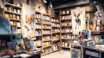 Fototapeta premium embrace the warmth of words: a cozy bookshop poetry reading featuring diverse voices – perfect for a poster to inspire your creative space!