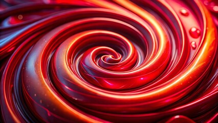 Obraz premium Macro Neon Red Swirl Abstract Background - Vibrant Close-Up Texture