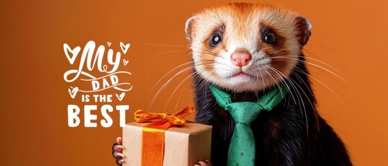 Adorable Ferret Celebrates Fathers Day with a Gift, My Dad is the Best