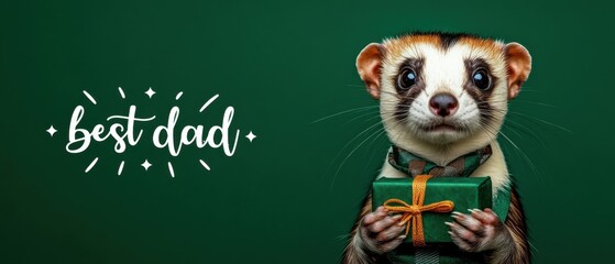 Adorable Ferret Celebrates Fathers Day with a Gift, Best Dad Ever