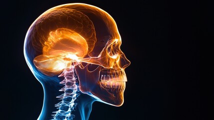 X-ray of a fibrous joint showing clear sutures in the skull