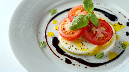 Fresh Caprese Salad with Sliced Tomatoes and Mozzarella Cheese