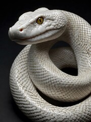 Fototapeta premium White Cobra Slithering on a Dark Background