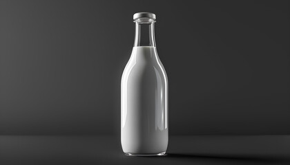 Milk in a glass bottle. Isolated milk on the table. Milk product