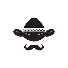 Sombrero hat icon flat design vector