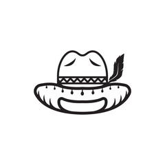 Sombrero hat icon flat design vector