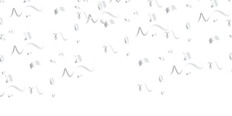 Silver confetti and streamers gracefully fall on a transparent backdrop, forming a seamless decorative pattern. This design is ideal for creating a festive, celebratory atmosphere at parties  speciaL