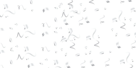 Fototapeta premium Web A seamless and elegant design featuring silver confetti and streamers falling on a transparent background, creating a realistic, decorative pattern that adds excitement and charm to party event.