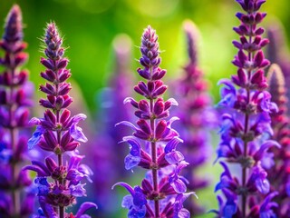 Obraz premium Macro Photography: Vibrant Purple Salvia Nemorosa Flowers in Natural Setting