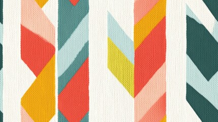 Seamless Linen Knit Textile Background with Colorful Geometric Patterns And Shapes