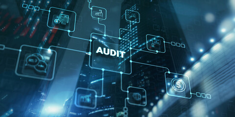 Audit Auditor Financial service concept on city background