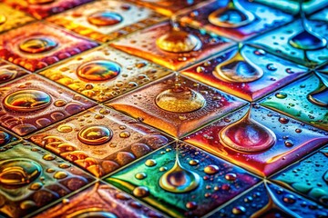 Fototapeta premium Macro Shot: Wet Tiles Soaking for Enhanced Flooring Adhesion & Durability