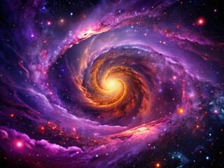Obraz premium Macro Swirling Galaxy: Deep Purple Nebula and Bright Stars - Cosmic Dust and Space Photography