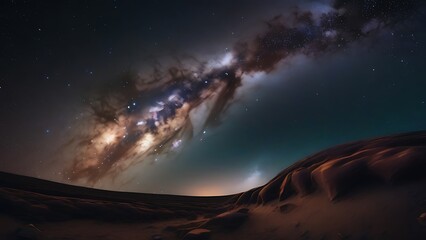 Naklejka premium Cosmic Canvas Over Desert Dreams