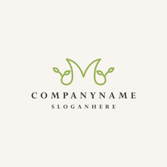 Letter M leaf logo icon design template vector illustration