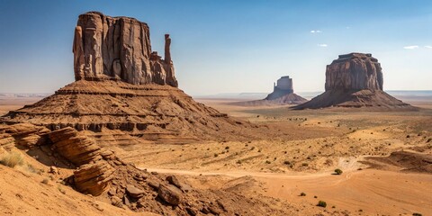 Naklejka premium Majestic Desert Rock Formations: Dramatic Landscape Photography
