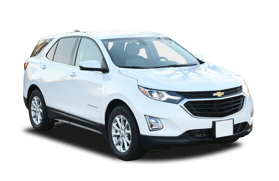 White Chevrolet Equinox SUV on a white background.
