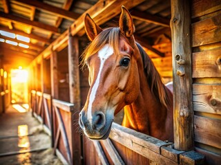 Majestic Horse Portrait: Stable Interior, Ranch Setting