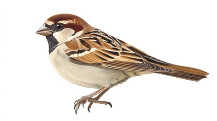 Detailed Illustration Of A House Sparrow Bird