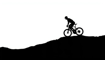 Fototapeta premium Cyclist conquering a challenging hilltop at sunset, capturing the essence of adventure and nature's beauty