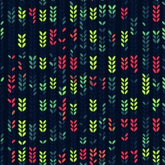 Seamless Linen Knit Textile Background with Colorful Geometric Patterns And Shapes