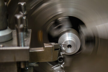 The turning machine operation with continue chip from turning process.