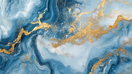 Fototapeta premium Elegant abstract blue and gold floral marble texture background with intricate patterns for digital design and creative projects